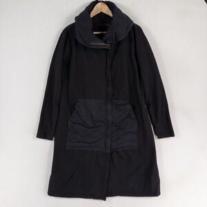 Nicholas K Long Fleece Coat Womens M Black Funnel Neck Zip Up Avant Garde Goth